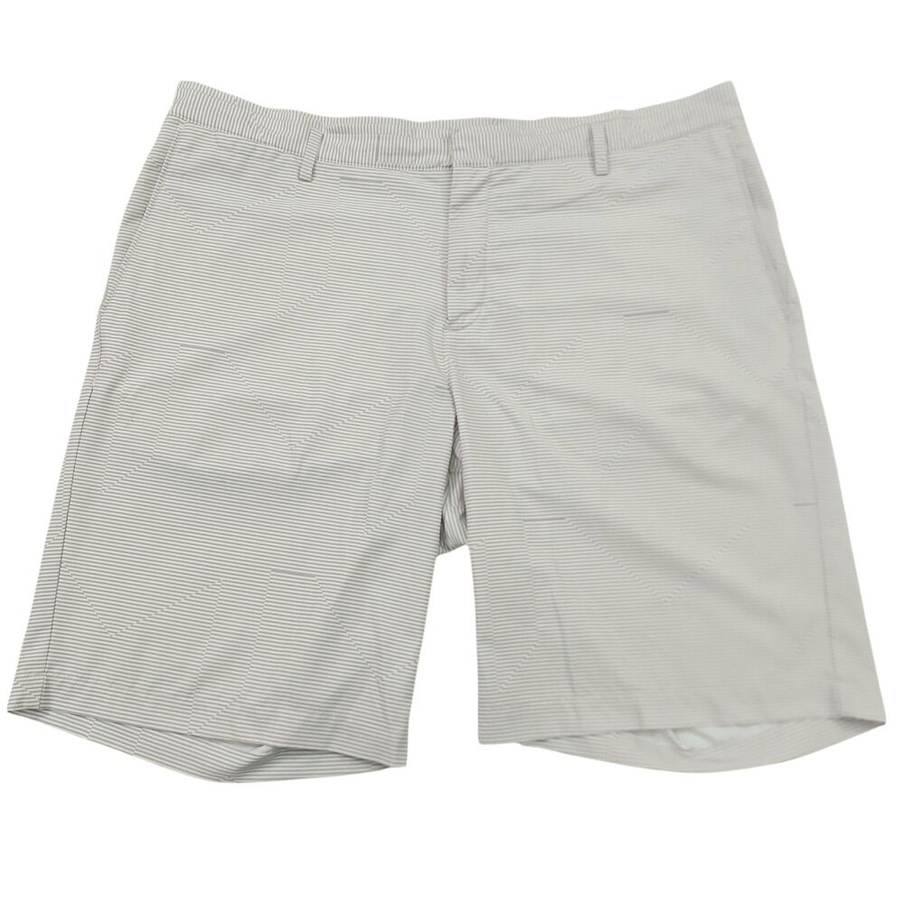 Nike Dri Fit Golf Shorts Mens 38 Beige Standard Fit Striped Preppy Activewear